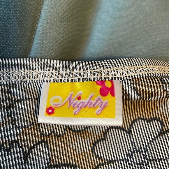 Retro Floral Nightgown PJ Boho Med Brown Maxi Stretch Dress Hippie VTG Artsy - Picture 13 of 14